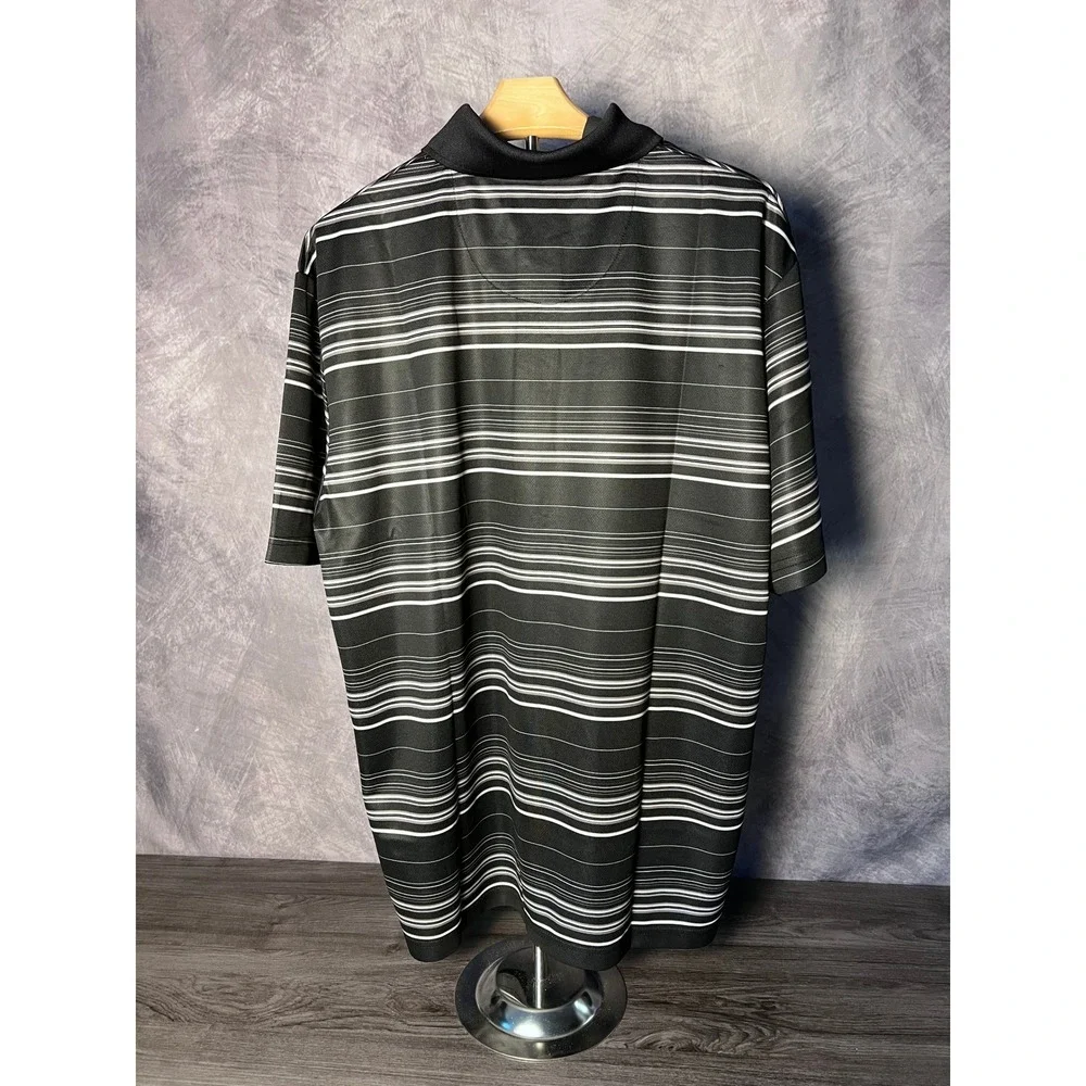 Grand Slam Airflow Striped Golf Polo NWT Black Gray Men's XL Performance - Picture 2 of 8